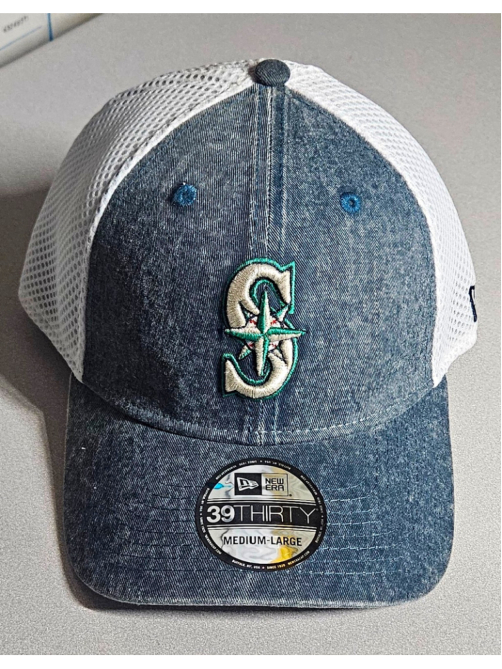 Men's New Era Navy Seattle Mariners Fan 9FORTY A-Frame Trucker Adjustable Hat